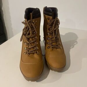 Sugar Tan Ankle Boots with Lace-Up Design